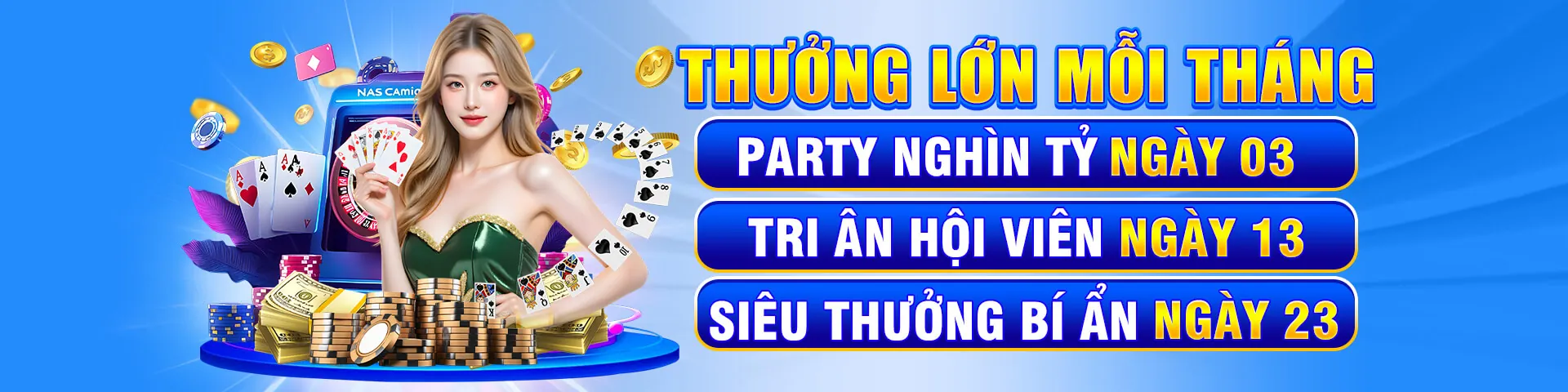 Hình ảnh banner các ưu đãi và tiền thưởng mới nhất từ nền tảng chơi game đổi thưởng uy tín